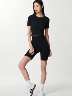Next Noir - Short cycliste côtelé taille haute Discount