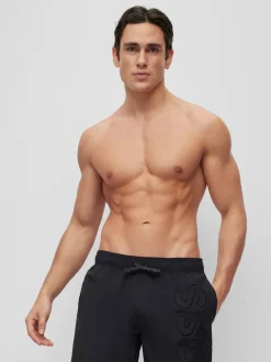 BOSS Noir - Short de bain Whale doublé avec logo Clearance