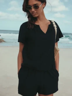 Next Noir - Shorts en jersey froncé Best