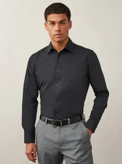 Next Noir - Skinny Fit (Skinny Fit) - Chemises intelligentes faciles d’entretien à poignets simples Discount