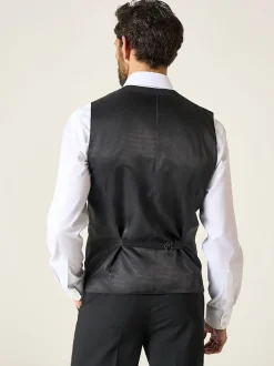 Skopes Noir - gilet de costume Winstre riche en laine à simple boutonnage