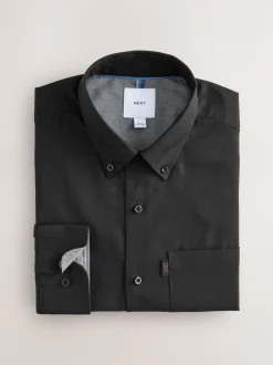 Next - Slim Fit (Slim Fit) - Chemises Oxford boutonnées Easy Iron Noir Sale