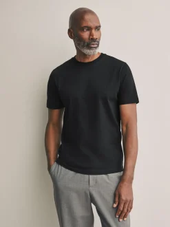 Next Noir - Slim Fit (Slim Fit) - T-shirt à col ras du cou en coton Signature SUPIMA® Best