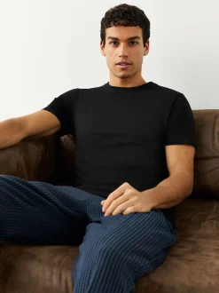 Next Noir - Slim Fit (Slim Fit) - T-shirts de superposition en coton 100 %, lot de 2 Discount