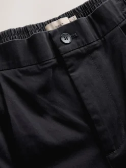 Next Noir - Slim Fit (Slim Fit) - Pantalons Chinos extensibles plissés avec taille élastique Outlet