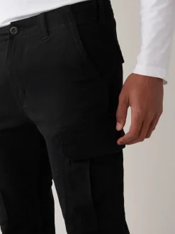 Next - Slim Fit (Slim Fit) - Pantalon cargo stretch en coton Noir Sale
