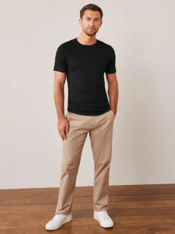 Next - Slim Fit (Slim Fit) - T-shirt Essential Col rond en coton Noir New