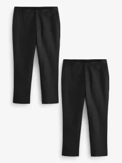 Next Noir - Slim Fit (Slim Fit) - Lot de 2 pantalons intelligents unis sur le devant Online
