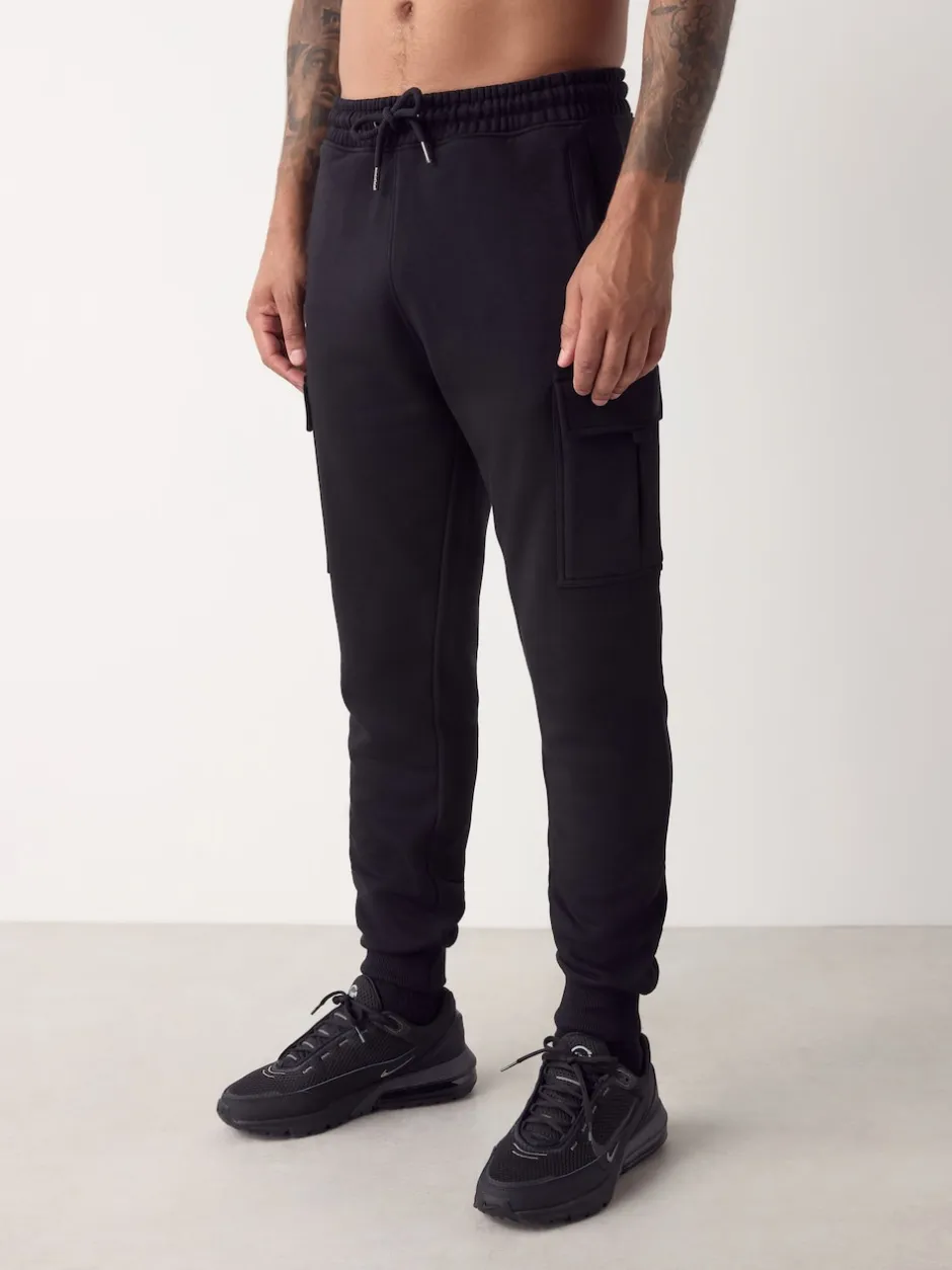 Next Noir - Slim Fit (Slim Fit) - Joggings Cargos Coupe ajustée lourds brossés Sale