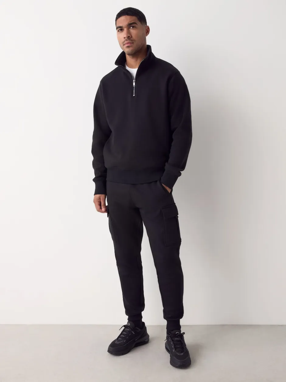 Next Noir - Slim Fit (Slim Fit) - Joggings Cargos Coupe ajustée lourds brossés Sale