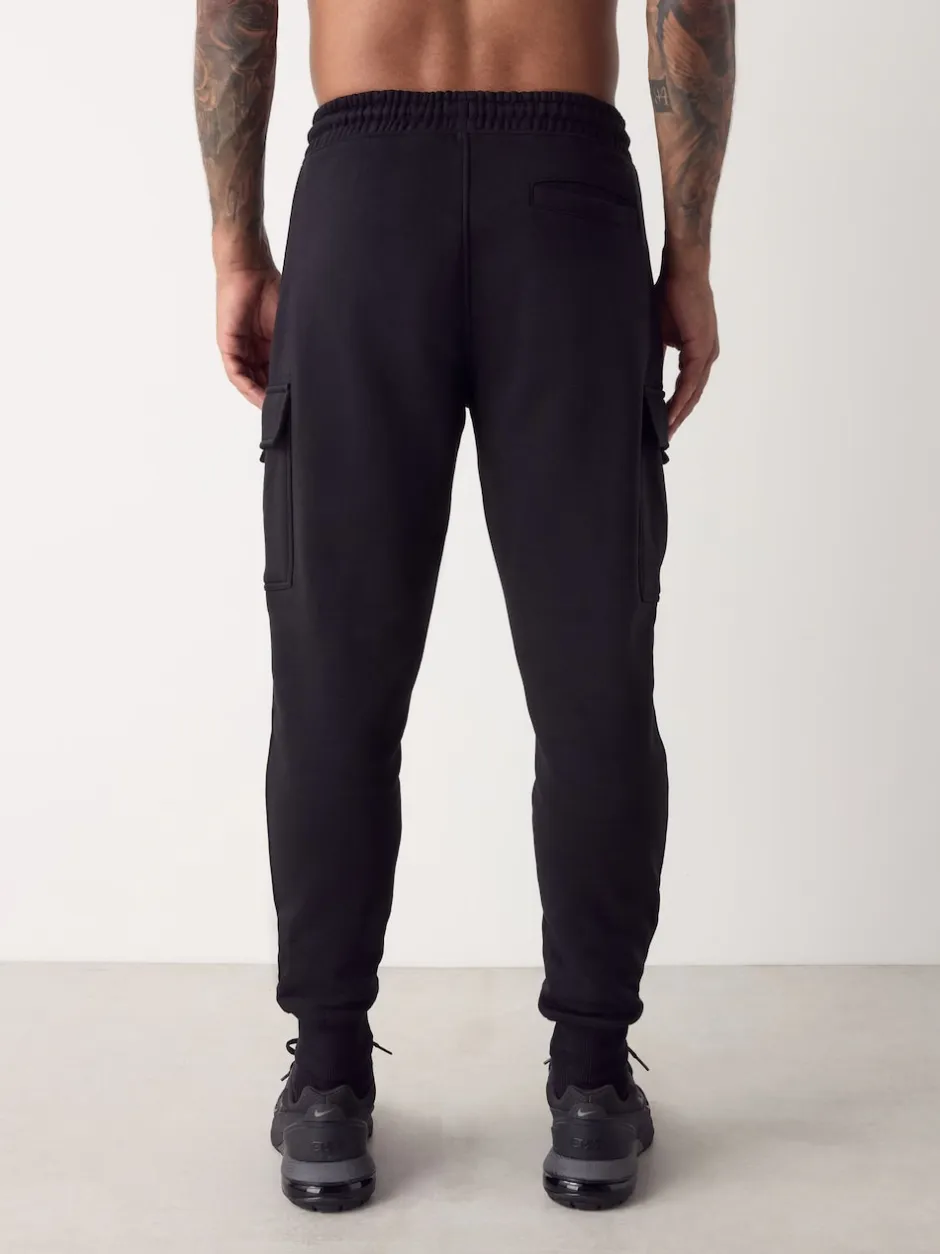 Next Noir - Slim Fit (Slim Fit) - Joggings Cargos Coupe ajustée lourds brossés Sale