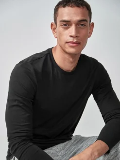 Next Noir - Slim Fit (Slim Fit) - T-shirt à manches longues de cou d'équipage Best