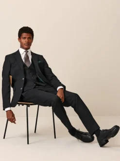 Next - Slim Fit (Slim Fit) - Veste de costume texturée Noir Online