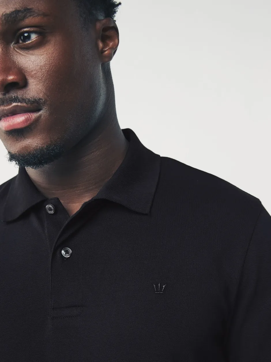 Next Noir - Slim Fit (Slim Fit) - Polo à manches longues en piqué Sale