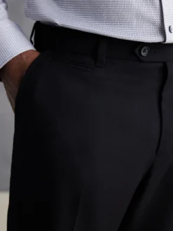 Next Noir - Slim Fit (Slim Fit) - Pantalons Signature en 100 % laine avec ceinture Motion Flex Clearance