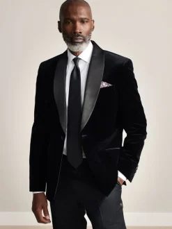Next Noir - Slim Fit (Slim Fit) - Blazer Signature Pontoglio en velours italien avec revers châle Best