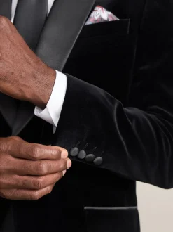 Next Noir - Slim Fit (Slim Fit) - Blazer Signature Pontoglio en velours italien avec revers châle Best