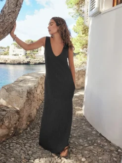 Next Noir - Slip dress texturée en jersey Clearance