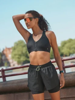 Next Noir - Soutien-gorge B-GG Active Sports Impact élevé Dry Tech zippé sur le devant Hot