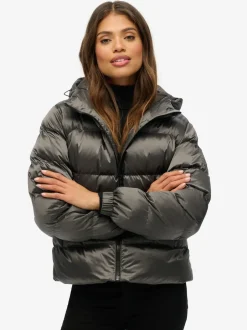 Superdry Noir - Capuche Luxe Sports Doudoune Clearance