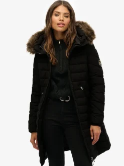 Superdry - Fuji Manteau mi-long à fausse capuche Noir Online