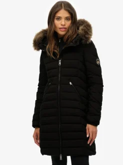 Superdry - Fuji Manteau mi-long à fausse capuche Noir Online