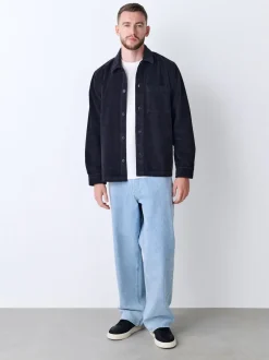 Next Noir - Surchemise veste-chemise en velours côtelé à poche unique Clearance