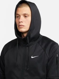 Nike - Sweat à capuche d'entraînement zippé Therma-FIT Noir