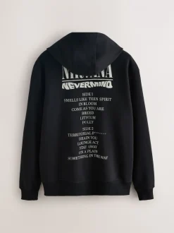 Next Noir - Sweat à capuche zippé à imprimé graphique Nirvana Hot