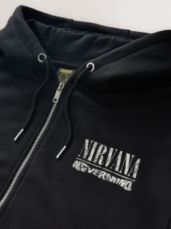 Next Noir - Sweat à capuche zippé à imprimé graphique Nirvana Hot
