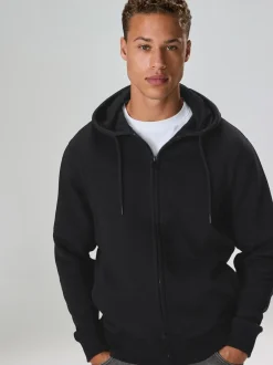 Next Noir - Sweat à capuche zippé en jersey épais riche en coton Discount