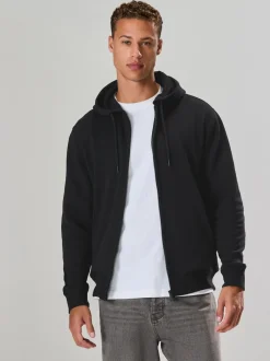 Next Noir - Sweat à capuche zippé en jersey épais riche en coton Discount