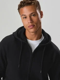 Next Noir - Sweat à capuche zippé en jersey épais riche en coton Discount