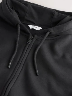 Next Noir - Sweat à capuche zippé en jersey épais riche en coton Discount