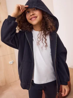Next Noir - Sweat à capuche zippé en coton riche (3-16ans) New