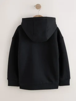 Next Noir - Sweat à capuche zippé en polaire Borg (3-16ans) Outlet