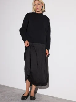 Next Noir - Sweat-shirt 2en1 avec jupe mi-longue en satin Best