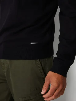 Threadbare - - Pull tricoté avec fermeture éclair à quart de tour et enton Noir Hot