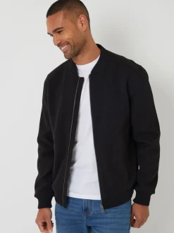 Threadbare Noir - bomber brossé en fausse laine Hot