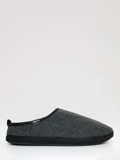 Threadbare Noir - Faux suède Chaussons mule doublés de fausse fourrure Online