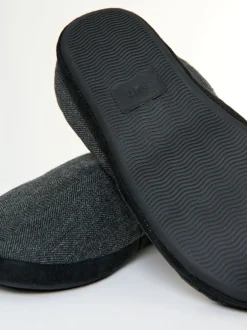 Threadbare Noir - Faux suède Chaussons mule doublés de fausse fourrure Online