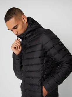 Threadbare Noir - Matte Finish Padded Showerproof À capuche Veste Online