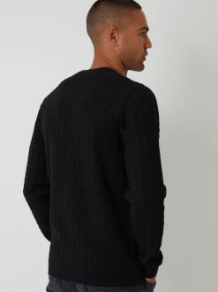 Threadbare Noir - pull ras du cou en maille torsadée