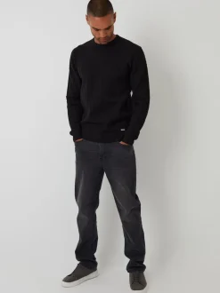 Threadbare Noir - pull ras du cou en maille torsadée