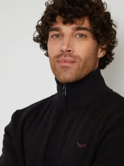 Threadbare - Sweat-shirt à col zippé Noir Clearance