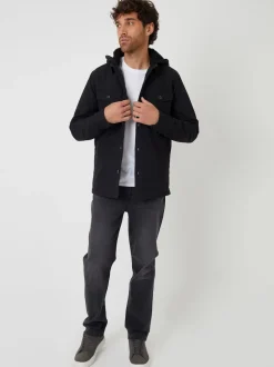 Threadbare Noir - Veste-chemise matelassée avec capuche doublée Borg Sale