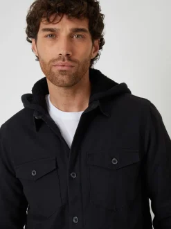 Threadbare Noir - Veste-chemise matelassée avec capuche doublée Borg Sale