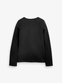 Next - Top côtelé à manches longues (3-16ans) Noir