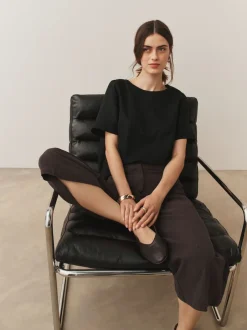 Next Noir - T-shirt avec lin Discount