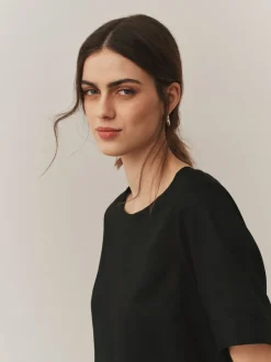 Next Noir - T-shirt avec lin Discount